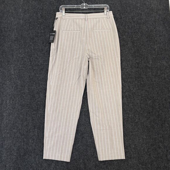 Loft Versa Pants Women's 6 Taupe White Pinstripe Seasonless Stretch Pleated - Picture 3 of 13